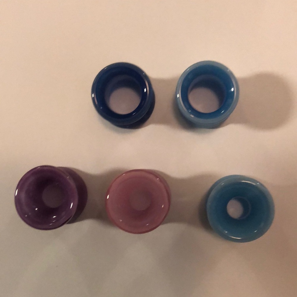 Lot of 5 Glass Earplugs - Blue, Purple, Pink